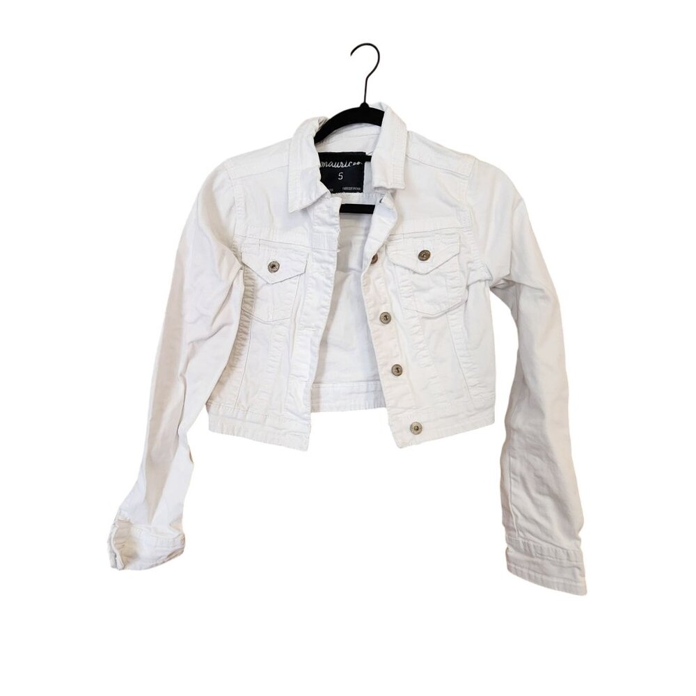Maurices Womens White Denim Crop Jacket Size S